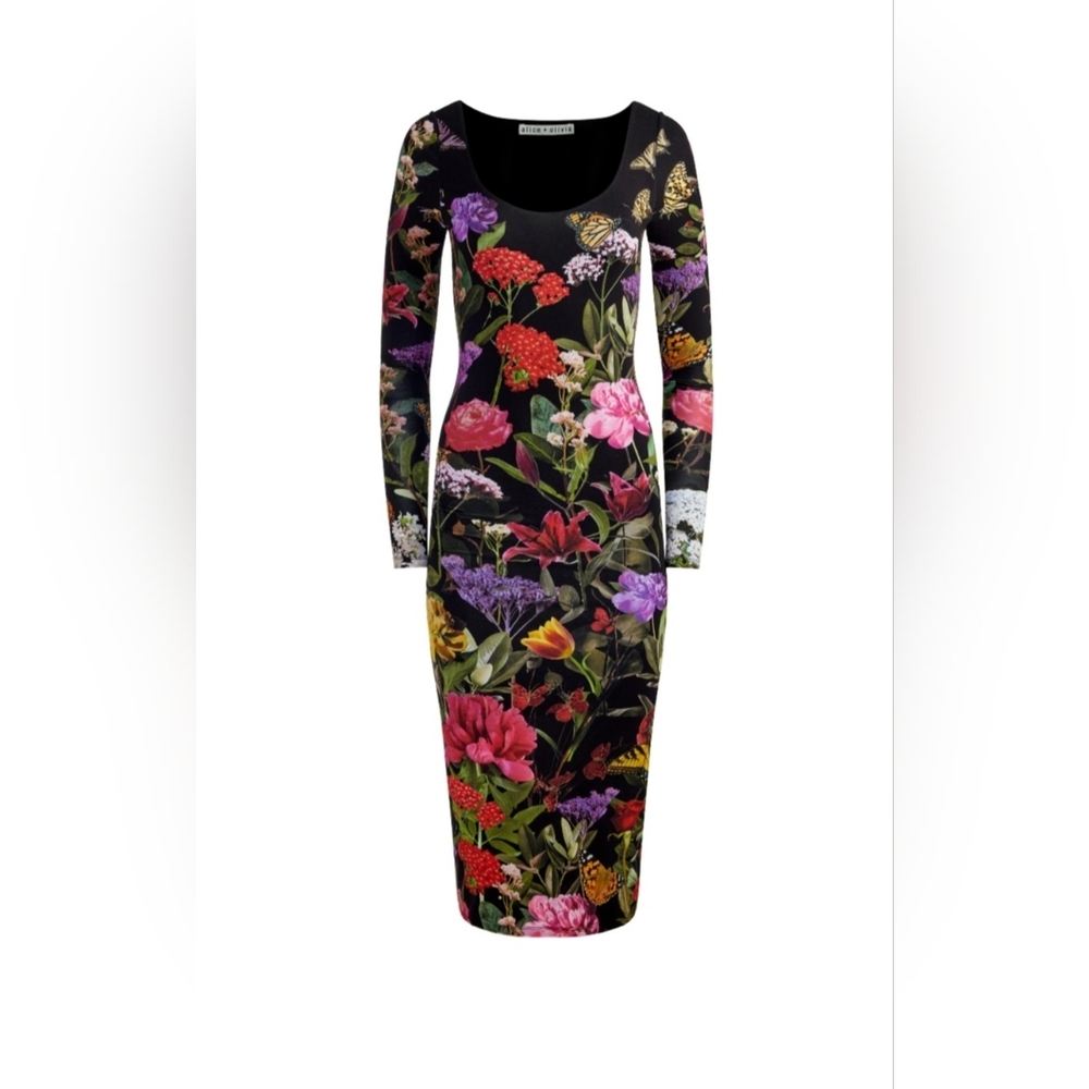 Alice + Olivia Delora Scoopneck Midi Dress 2 - Picture 6 of 8